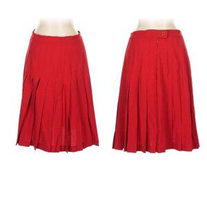 St John Red 100% Wool Pleated Skirt. Size 2.